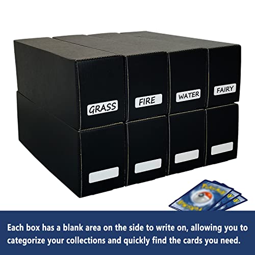Trading Card Storage Box With Card Dividers, 8 Count Black Cardboard Baseball Card Storage Box | Sports Card Storage Boxes | Trading Card Box | Card Holder Box For Football Cards, Mtg Card Storage Box, Vertical #TOP3