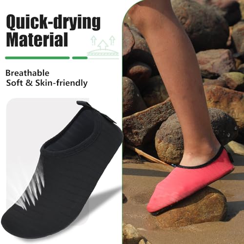 Foto von SAGUARO Damen Herren Badeschuhe Wasserschuhe Schwimmschuhe Männer Frauen Barfußschuhe für Strand,Pool,Meer,Wassersport,Surfen,Aqua Cycling,Segeln,Bootfahren,Windsurfen(Schwarz,40/41 EU)