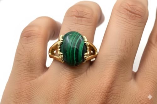 Image of 55Carat Choose Your Color Genuine Stone Ring 18K Gold Plated Oval Handmade Jewellery for Gift Sizes 4-13
