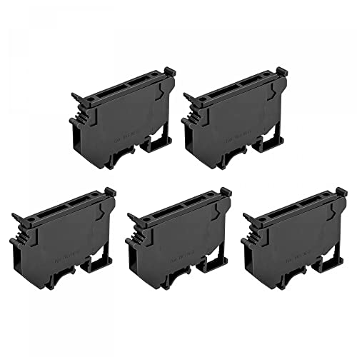 sourcing map DIN Rail Mount Fuse Holder Terminal Blocks Screw Type Black UK5 Pack of 5