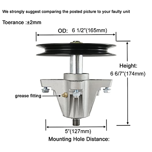 Q&P 918-04865 46" Deck Spindle Assembly Bracket Replace Mtd 918-04865A 618-04636 918-04636 618-04636A 918-04636A With Mounting Bolt 6 Point Star Shaft Pulley Od 6-1/2" #TOP1