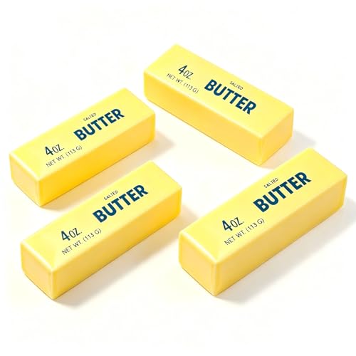 4 Pack Butter Squishy Toy, Super Soft Slow Rising Squeeze Toys, Stress Relief Sensory Fidget Butter Shape for Kids & Adults, Anxiety Releasing Squishies for Party Favors, Classroom Prizes