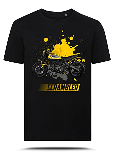 AZgraphishop T-shirt avec graphique Scrambler Icon Yellow Drawing Style TS-DUC-022, Noir , M Cover