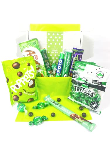 Inside the Box Gifts Mint Chocolate and Toffee Selection Gift Box that includes Deliciously Minty Lindt, Aero, Poppets, After Eight and Mint Toffee Treats