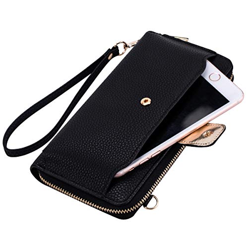 Womens Wristlet Wallet Crossbody Bag Cellphone Purse Handbag RFID Card Slots 2 Strap Wrist2