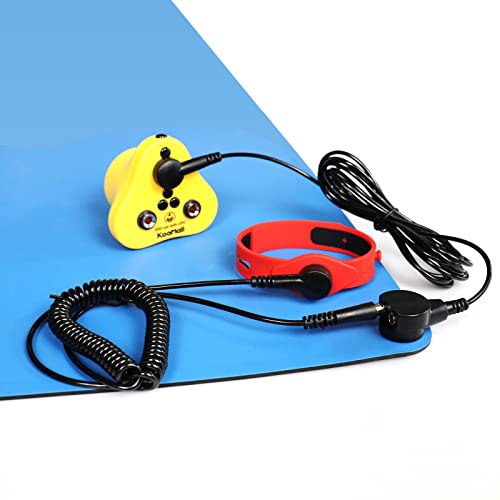 4 In 1, Koomall Ground Kit- Anti Static Wrist Strap, Esd Plug, Screw Stud & 10Ft Grounding Cord With 2 Banana Jacks For Antistatic Bench Table Floor Mat, Ground By Outlet Socket Silicone Wristband #TOP7