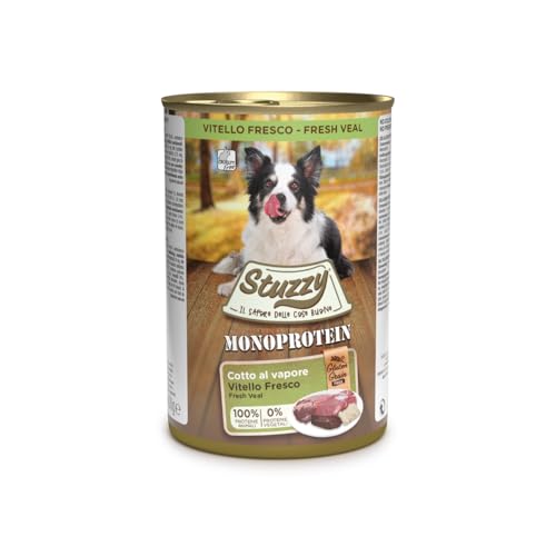 Stuzzy, Alimento Umido per Cani Adulti al Vitello, Monoproteico in Patè (6 Lattine da 400g)
