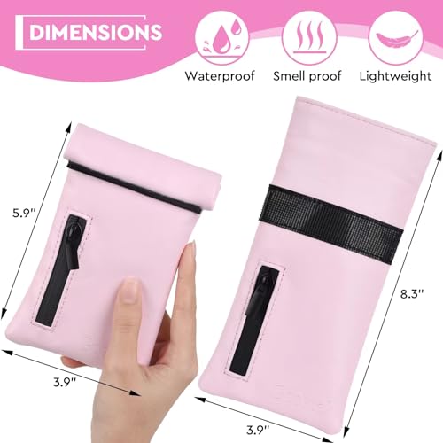 Pocket Size Storage with 3 PCS Accessories, PU Leather Organizers Case and Great Gift for Women, Portable Pocket Pouch for Home and Travel (Pink)3
