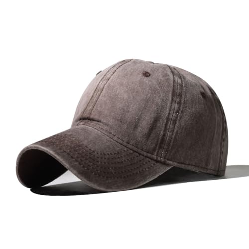 Classic Vintage Distressed Baseball Cap, Washed Cotton, Adjustable Fit, Brown