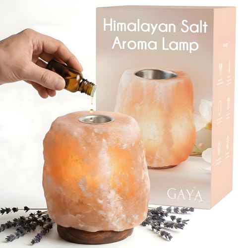 Himalayan Salt Lamp with Aromatherapy Tray & Dimmer Switch - Salt Rock Lamp for Bedroom, Relaxation & Sleep | Calming Meditation Spa Lamp | Himalayan Salt Diffuser | Warm Glow Night Light | Gift Ready