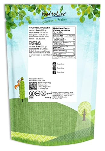 Chlorella Powder, 8 Ounces - Kosher, Raw Green Algae, Vegan Superfood, Bulk, Pure Vegan Green Protein, Rich In Vitamins And Minerals, Great For Drinks, Teas And Smoothies #TOP1