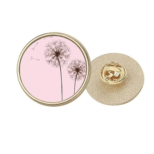 Broche ronde fleur de pissenlit en métal doré finition miroir M