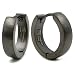 Stainless Steel Curved Face Round Hoop Earrings Brush Gunmetal 16mm Diameter