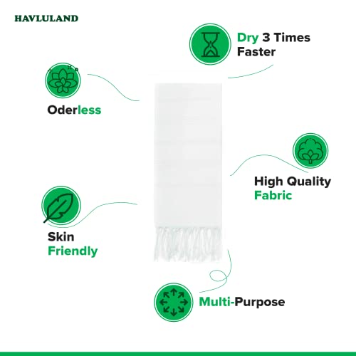 Havluland Sale Pack Of 2 Turkish Beach Towels 100% Cotton Super Absorbent Quick-Dry Sand Free Beach Towel Oversized 71X39 Lightweight Beach Blanket Soft Turkish Bath Towel Travel Towels (White) #TOP3