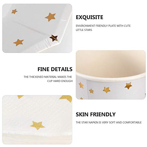 Nuolux 36Pcs Party Supplies Plates, Star Cups, Foil Stars Napkins, Wedding Bridal Shower Engagement Christmas Birthday Party Decorations(Golden Foil Stars) 1 #TOP3