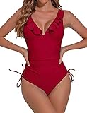 Estilo: Elegante traje de baño de una pieza con un encantador corpiño con cuello en V. Se completa con un sujetador con relleno y tiras cruzadas en la parte posterior para mayor sujeción del busto.