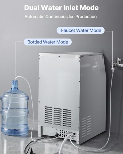 Image of VEVOR Commercial Ice Maker Machine, 150 lbs /24h with 16-30 lbs Storage Capacity, Built-in /Freestanding /Under Counter, Stainless Steel Ice Maker with LED Display & Self-Cleaning, Home Bar Restaurant