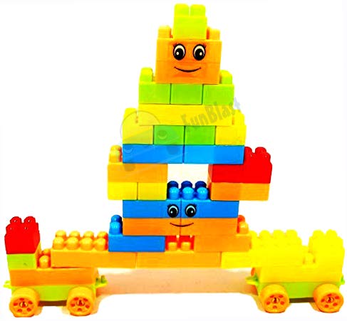 Image of FunBlast Building Blocks - Blocks for Kids with Wheel, Learning & Educational Toy Set for Girls, Boys, Kids, Bag Packing, Best Gift Toy (Set of 46 Pcs)
