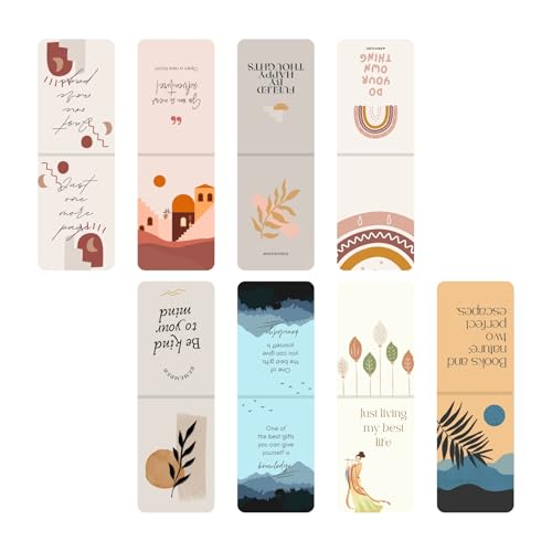 Image of Dia & Tia - 8 Elegant & Durable Themed Magnetic Bookmarks Set � Nature, Fantasy, Inspirational Quotes, and More | Perfect for Book Lovers, Students, and Gift Ideas (Boho B, Large - 5x15 cm)