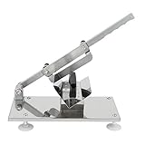 【Diseño excelente】 Diseño de asa fija para rebanadora de carne congelada. No se moverá, es más fácil de controlar y no produce ruido. El asa de diseño ergonómico hace que el mango sea cómodo de sostener, fácil de cortar y resistente a resbalones. La placa de almacenamiento triangular invertida hace que las piezas de carne sean difíciles de mover. El estante es desprendible y se puede ajustar. Doble presión, operación de ahorro de mano de obra