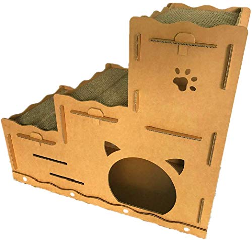 Cardboard Cat House with Cat Scratcher Three-Story W30 X D14 X H26