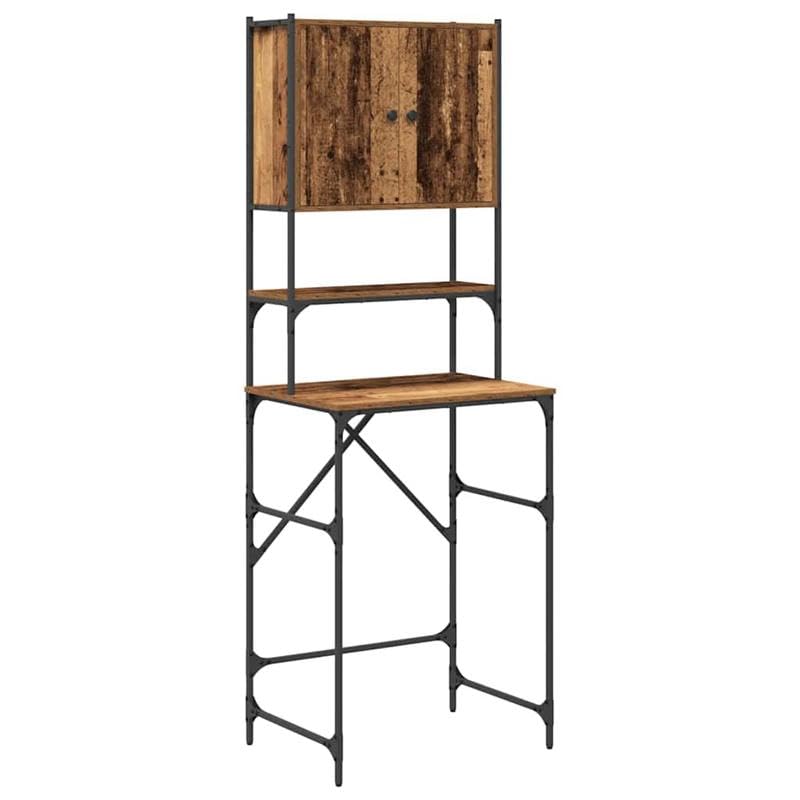 Eleganz Armario para lavadora de madera natural, 68 x 48,5 x 194 cm, armario para lavadora y secadora, solución de almacenamiento para sótano o lavandería, diseño rústico