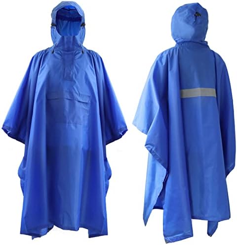 ElifeAcc Rain Poncho,Lightweight PU 190T Waterproof Adult Raincoat with Windproof Buckles Hoods Multifunction Cape for Outdoor Activities