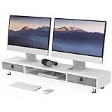 【Grand Support de Moniteur Pour 2 Moniteurs】 Le support de moniteur à 2 niveaux dispose de deux étagères spacieuses, l'étagère supérieure idéale pour placer 2 moniteurs, et l'étagère inférieure pour ordinateur portable/écouteur/ordinateur portable...