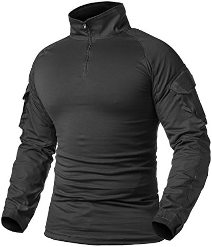 ReFire Gear Men's Military Tactical Army Combat Long/Short Sleeve Shirt Slim Fit Camo T-Shirt with 1/4 Zipper