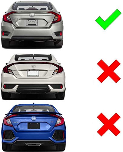 Anzios 2Pcs Rear Brake Tail Light Lower Bumper Reflex Lamp Y Led Red Lens Tail Lamp Compatible With 2016-20 Civic Sedan 10Th Gen #TOP3