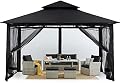 MASTERCANOPY Outdoor Garden Gazebo for Patios with Stable Steel Frame and Netting Walls (10x12,Black)