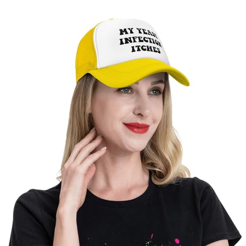 Image of My Yeast Infection Itches Trucker Hat Funny Baseball Caps Adjustable Fishing Hats for Men Women Black