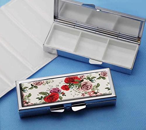 Rose Floral Flowers Pill Box For Purse Or Pocket Pill Case Decorative Boxes Gift Box Pill Organizer For Travel Pill Box #TOP3