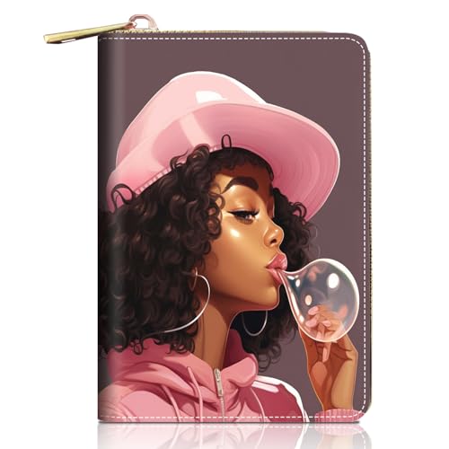FVAENDHIO Credit Card Holder Wallets for Women, African American Black Girl Design RFID Blocking Small Leather Card Case Wallet Zipper Accordion Wallets