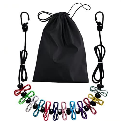 Retractable Travel Clothesline With 12 Clothes Clips, Portable Stretchy Elastic Camping Clothes Line For Outdoor Camping Or Indoor Laundry Use #TOP1