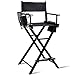 Produktbild COSTWAY Regiestuhl hoch, Make-up Chair faltbar, Klappstuhl Holz, Faltstuhl mit Seitentaschen, Campingstuhl schwarz
