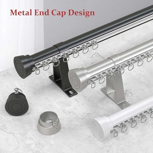 Tringle à rideaux double robuste en alliage d'aluminium pour fixation murale - 4