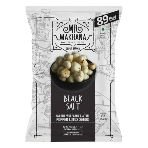 Mr Makhana Black Salt 25g I Gluten-free I MSG Free I Healthy Snacks I Roasted in Olive Oil I Zero Trans Fat I Rich Calcium I Roasted Makhana & Foxnuts