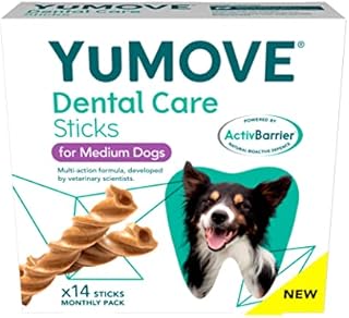 Lintbells YuMOVE Dental Care | Dental Sticks for Medium Dogs Tasty Chews with Natural Ingredients which Target Plaque & Freshen Breath,White | 14 Pack |