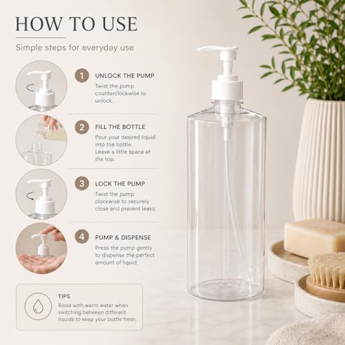 Image of Pure Source India Empty Pet Bottle with Pump, Soap Dispenser 1000ml - Pack of 2