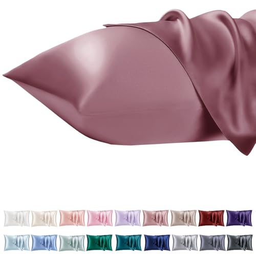 Vielit Taie Oreiller Satin 50x70 Lot de 2,Dusty Rose Pillowcase pour Cheveux,Similaire Aux Taie d Oreiller en Soie,Taies d'oreillers 50x70 Housse de Coussin...
