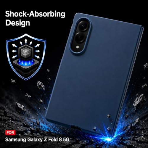 Image of amazon basics Slim Matte Hard PC Back Cover Case for Samsung Galaxy Z Fold 8 with Integrated Hinge Protection and Smooth Anti-Fingerprint Finish (Midnight Blue)