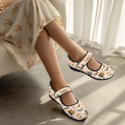 Jeiento Womens Mary Jane Flats Shoes Butterfly Dressy Shoes Comfortable Breathable Mesh Walking Shoes4