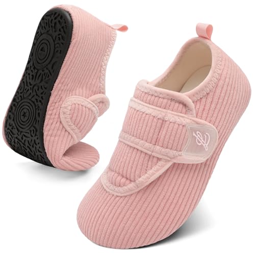 LeIsfIt Slippers for Women Men Wide Barefoot House Shoes Pink 10.5-11