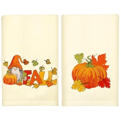 Aoclunar 2 Pack Cotton Hand Towels, Fall Pumpki...