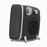 Status Retro Fan Heater, 1800W Dual Position, 2 Heat Settings with Adjustable Thermostat, Black and Chrome Finish, FH2PR-1800W1PKB6