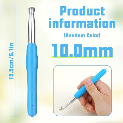 Image of Crochet Hook, 10.0 mm Ergonomic Crochet Hook, Crochet Needles, Ergonomic Handle, Knitting Needles with Soft Handle Beginners and Experienced Crochet Hobbyists (10.0 mm)