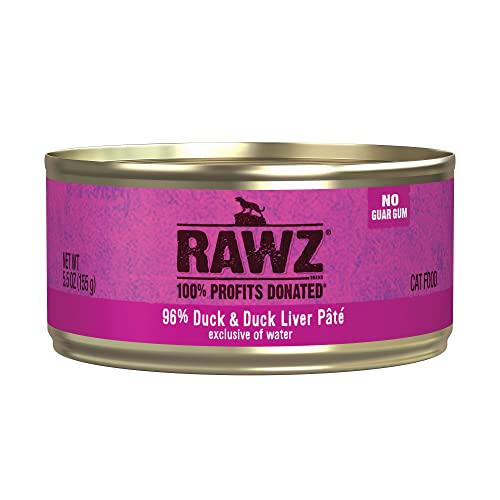 Rawz Natural Premium Pate Canned Cat Wet Food - Made With Real Meat Ingredients No Bpa Or Gums - 5.5Oz Cans 24 Count (Duck & Duck Liver) #TOP28