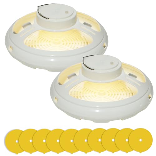 2 pcs Flea Traps for Home, LED 4 Modes Flea Light Trap with 20 Capture Stickers USB Rechargeable Indoor Outdoor Pet Pest Control Non Toxic Flea Trapping Lamp Natural Insect Traps（White）