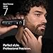 Braun Beard Trimmer Series 7, +7 Barbering Tools, Mens Beard Trimmer with Lifetime Sharp ProBlade, Up to 120 Min Runtime, 40 Lengths, Waterproof, PrecisionWheel & Lock, BT7525, Grey